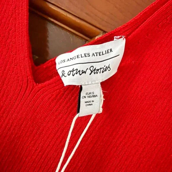 NWT & Other Stories knitted tank top in pink OR red SIZE S - Picture 4 of 7